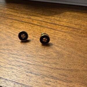 Tory Burch Black Button Stud Earrings